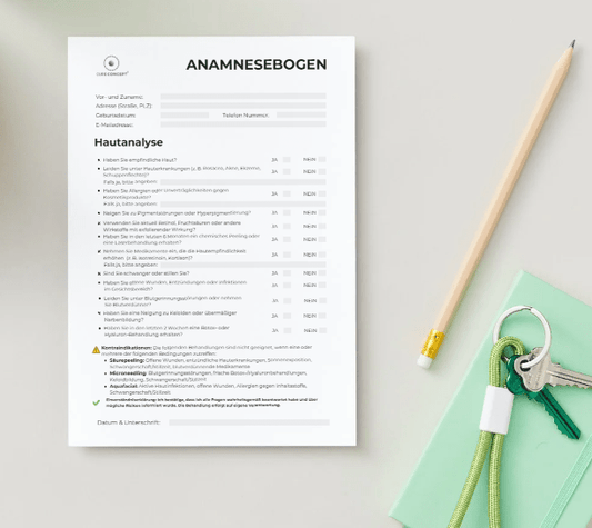 Anamnesebogen - Block DIN A4 (50 Blatt) – Microneedling, Aquafacial & Säurepeeling - Cure Concept